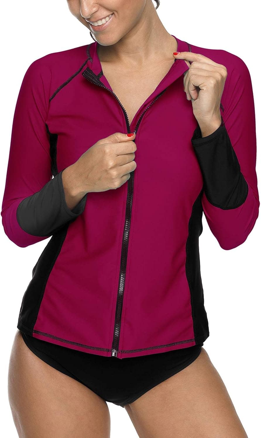CharmLeaks Ladies Rashguard Sun Protection Surfing Shirt Wetsuit Swim top 2XL Mulberry