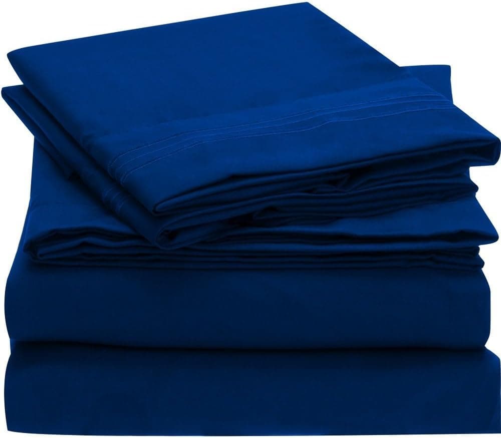 Ideal Linens Bed Sheet Set - 1800 Double Brushed Microfiber Bedding - 4 Piece (King, Imperial Blue)