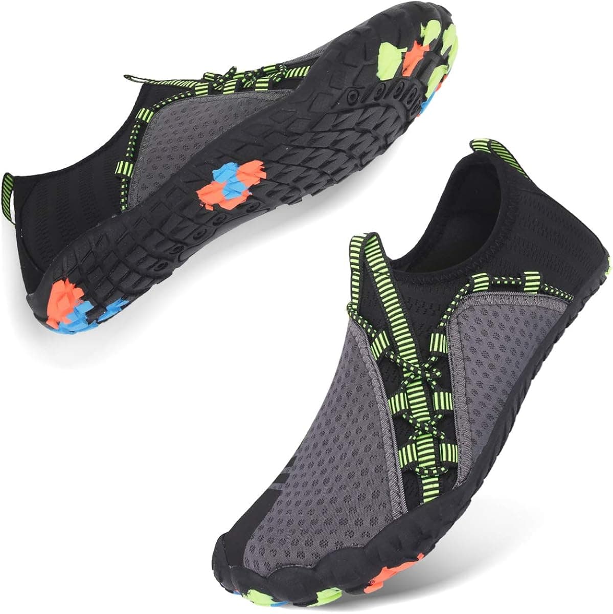 JIASUQI Womens Mens Outdoor Beach Walking Sports Aqua Water Shoes Socks Grey US 9.5 Women, 7.5 Men