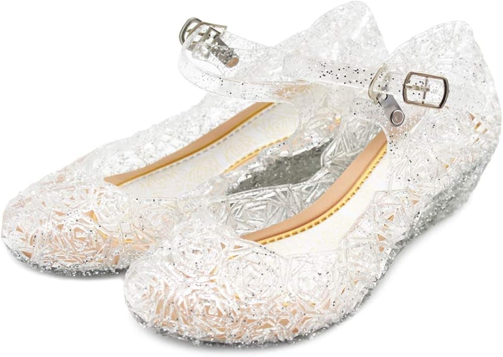 techcity Princess Girls Sandals Dress Up Dance Party Cosplay Jelly Shoes for Kids Toddler Mary Janes