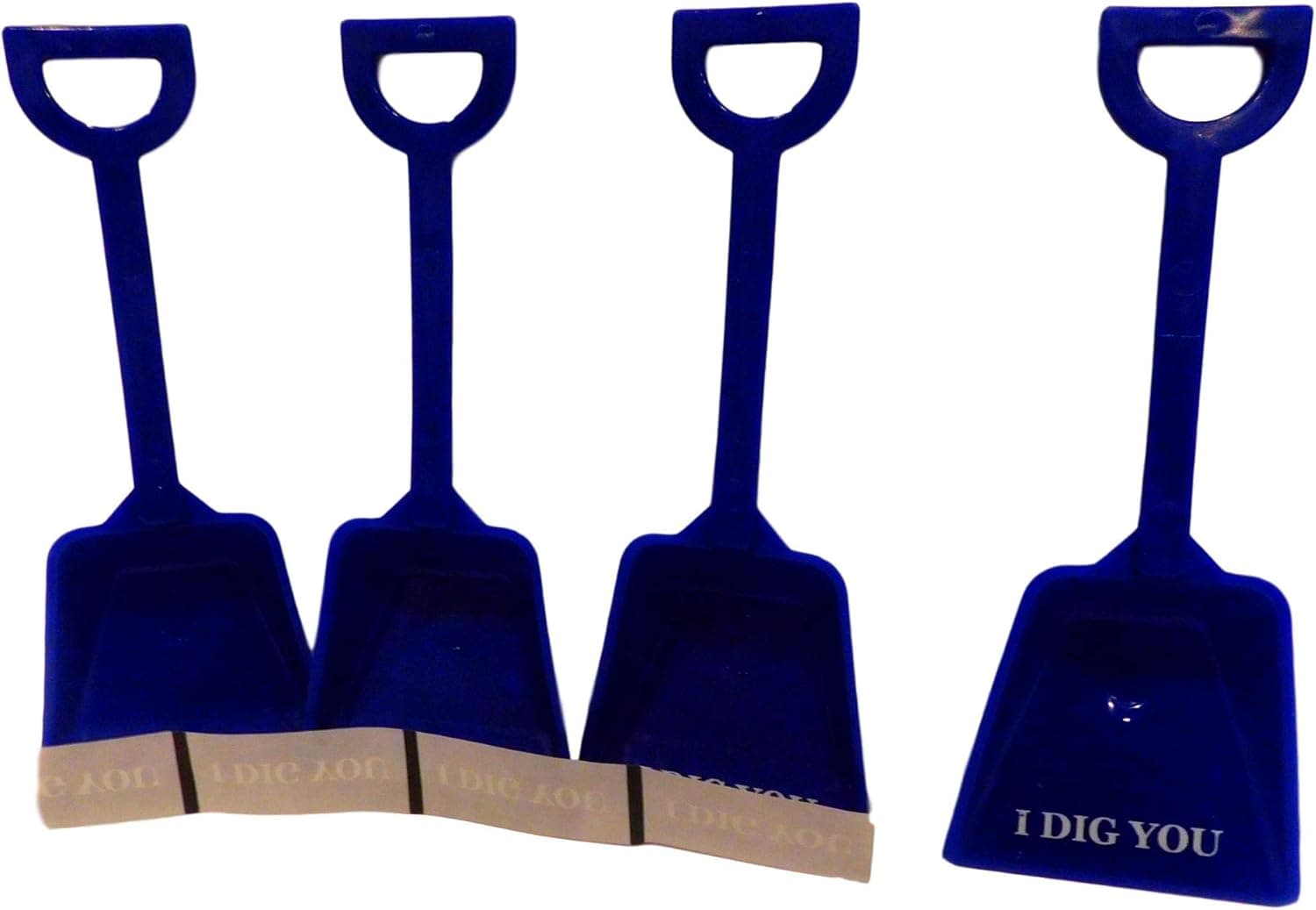 Small Toy Plastic Shovels Blue, 24 Pack, 7 Inches Tall, 24 I Dig You Stickers