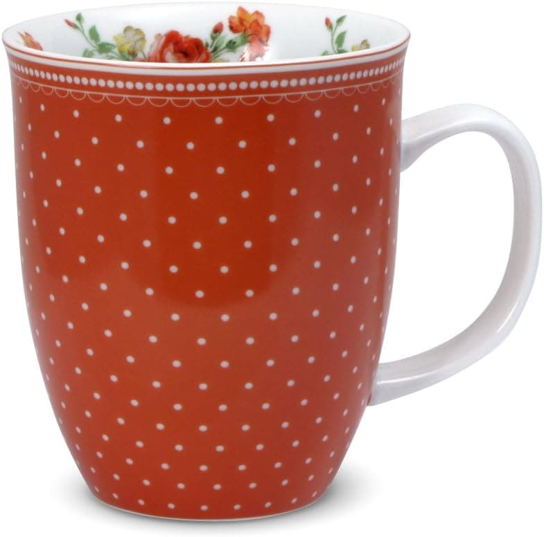 Katie Alice Scarlet Posey Red Spot Coffee Mug, 14-Ounce