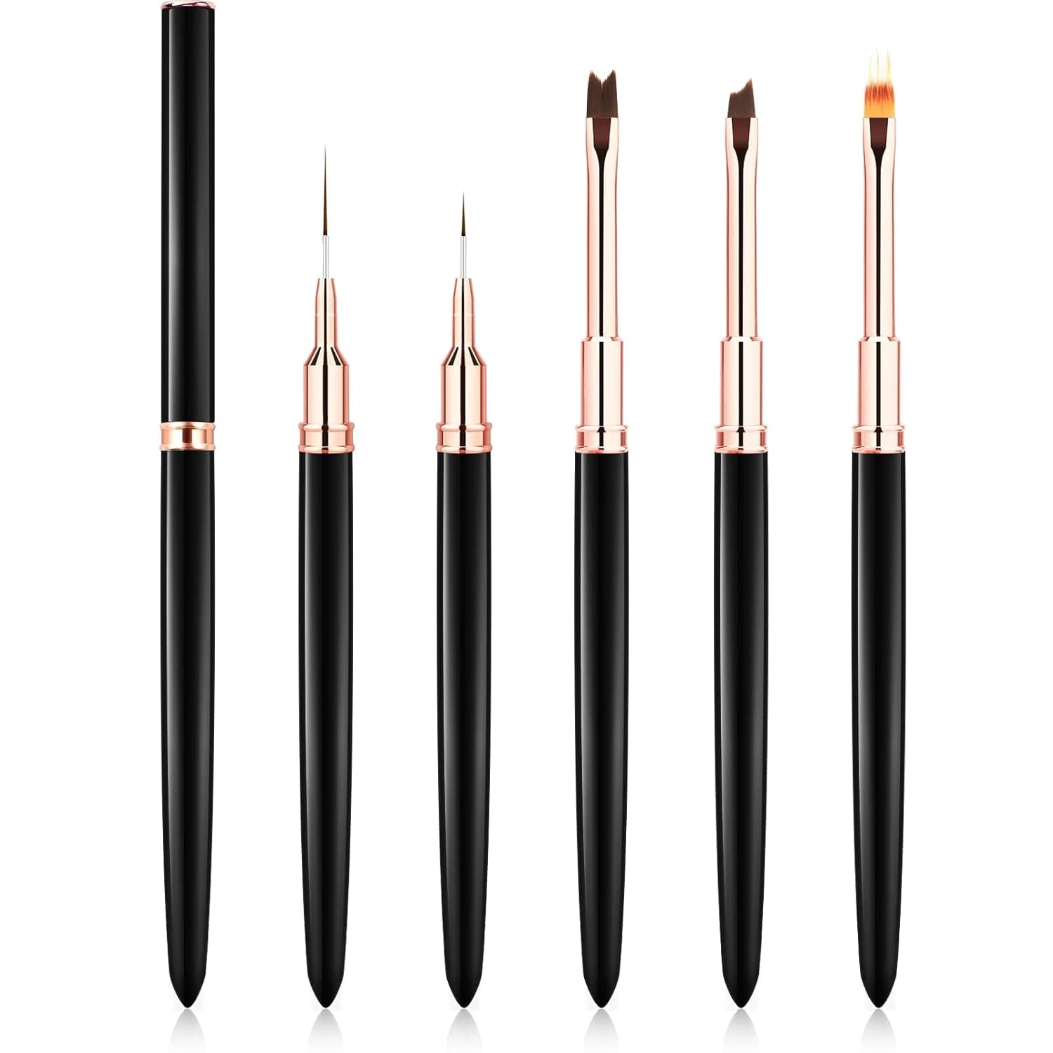 Raindon Nail Art Liner Brushes - Nail Art Design Pen Painting Tools Liner Brush UV Gel Polish Painting Nail Design Brush Metal Handle for Pulling Lines, Details (Black1)