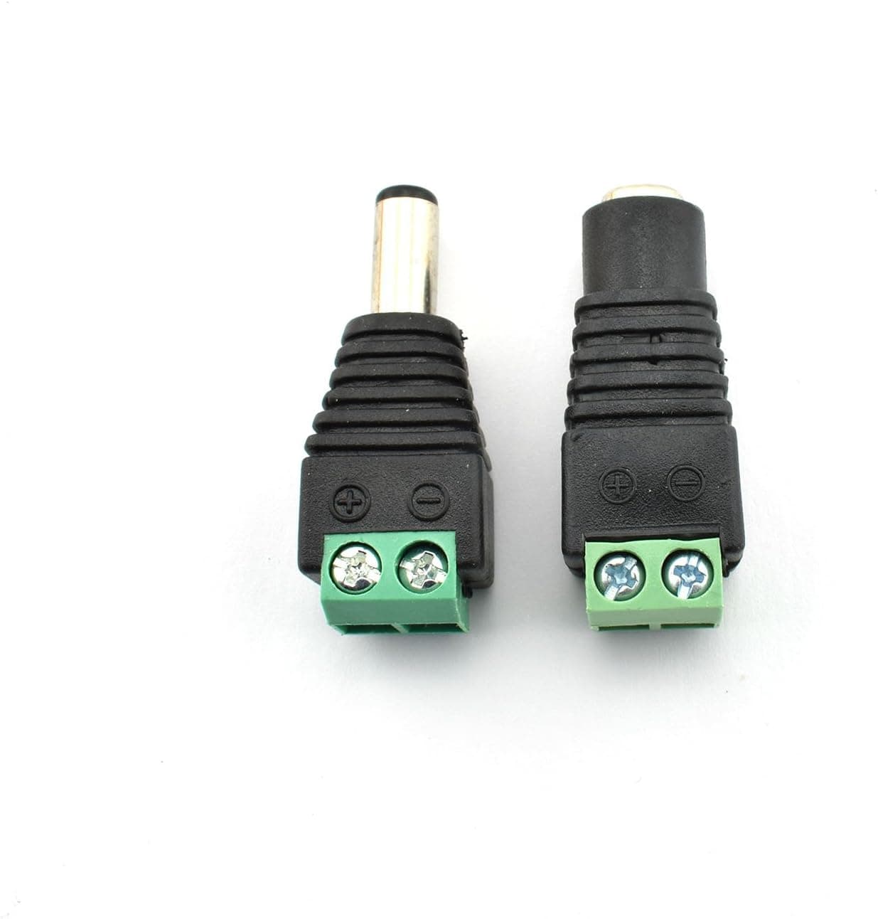 ZYAMY 20pcs 5.5x2.1mm Male Female DC Power Plug Connector Screw Fastening Type Green Jack Adapter for CCTV Camera