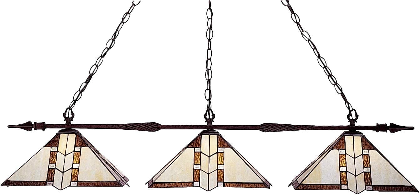 Z-Lite 88103BRZ-Z14-608 51-Inch 3-Light Billiard/Island Fixture with Tiffany Shades