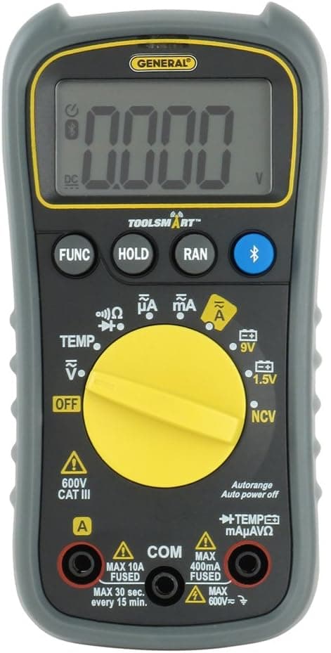 General Tools Bluetooth Connected Digital Multimeter #TS04, Auto-Ranging with NCV Detector, CAT III 600V Safety Rated