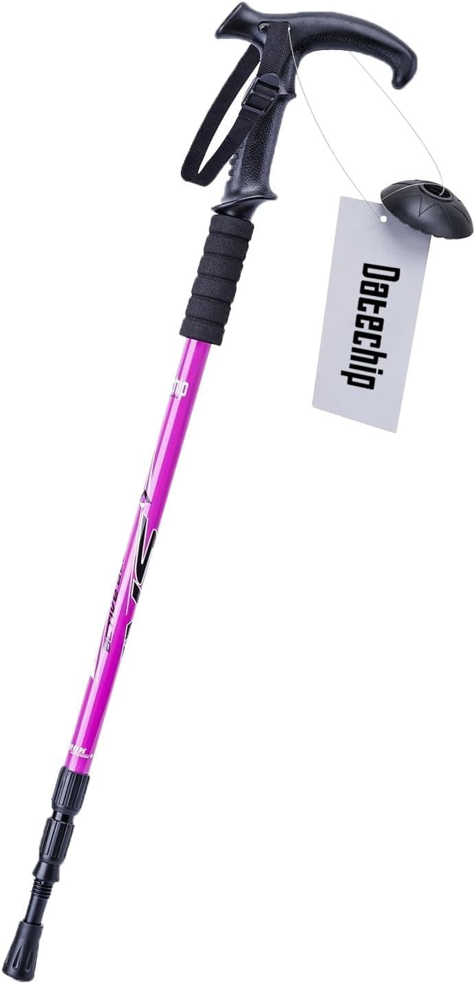 Datechip Outdoor Hiking Canes Walking Sticks Lightweight Adjustable Trekking Poles with Heavy Duty Aluminum for Women and Men (Single of Purple)