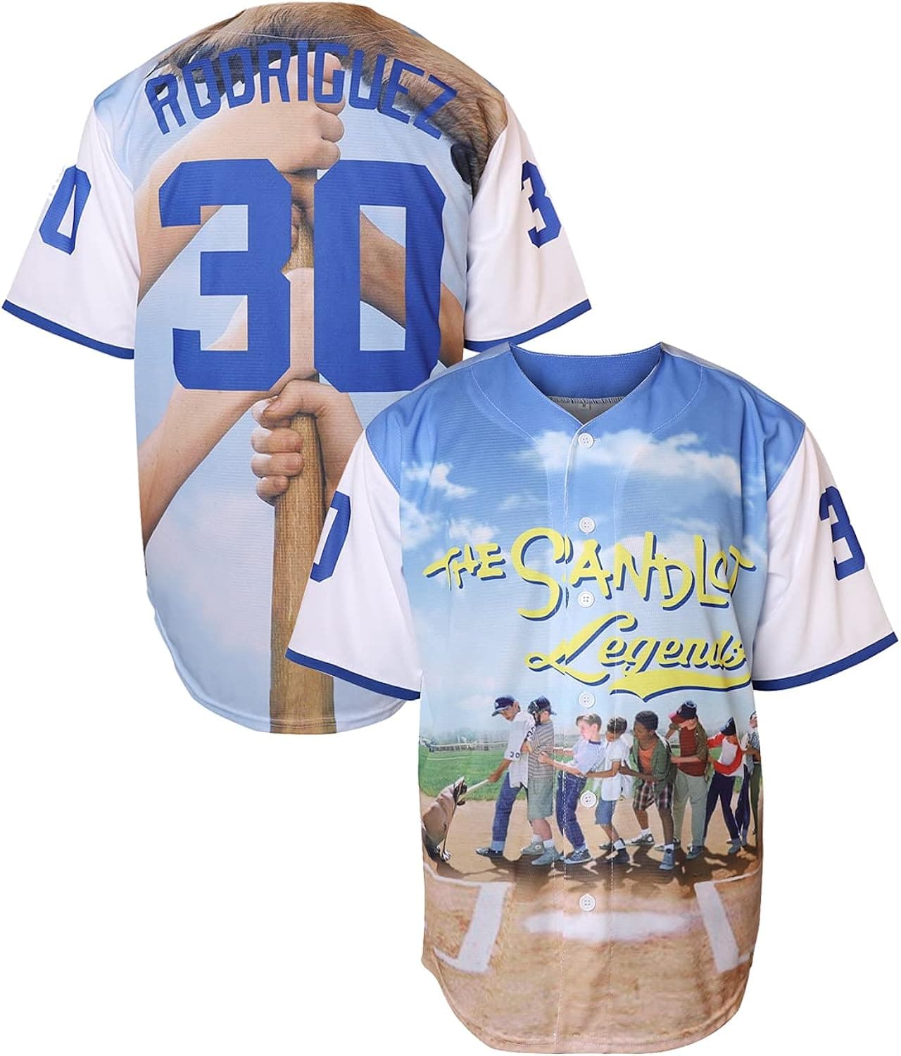 The Sandlot Benny The Jet Rodriguez Michael Squints Palledorous Alan Yeah-Yeah McClennan Baseball Jersey (Blue, Large)