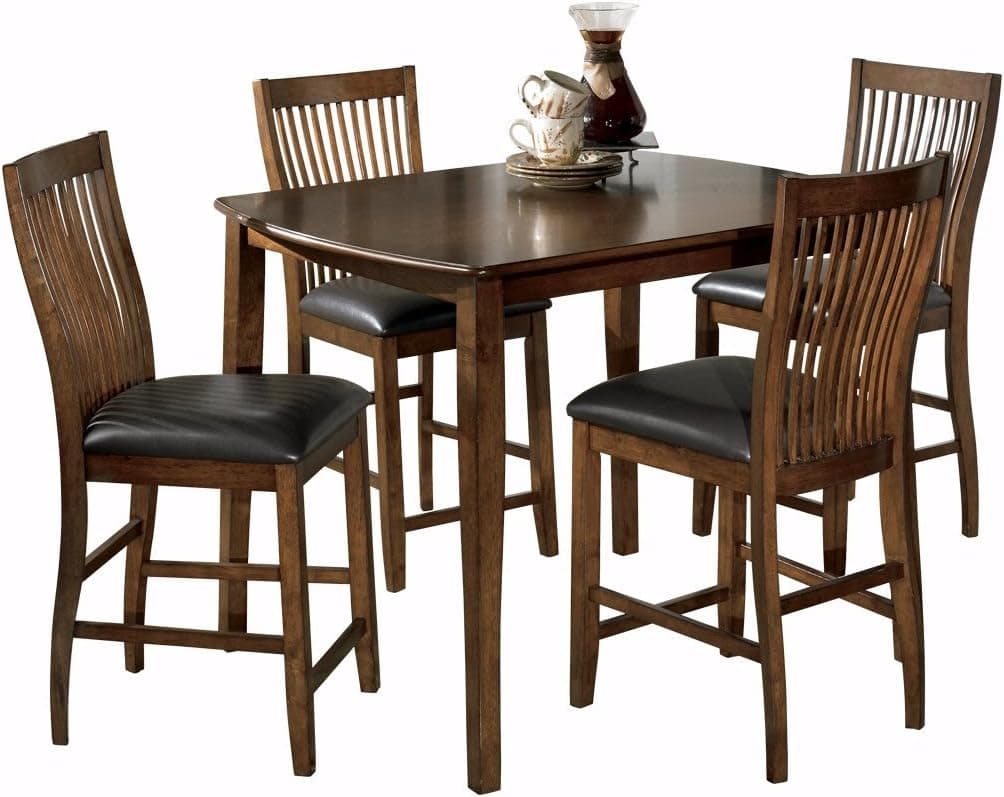 Ashley Furniture Signature Design - Stuman Dining Room Table and Barstools Set - Counter Height - Set of 5 - Medium Brown