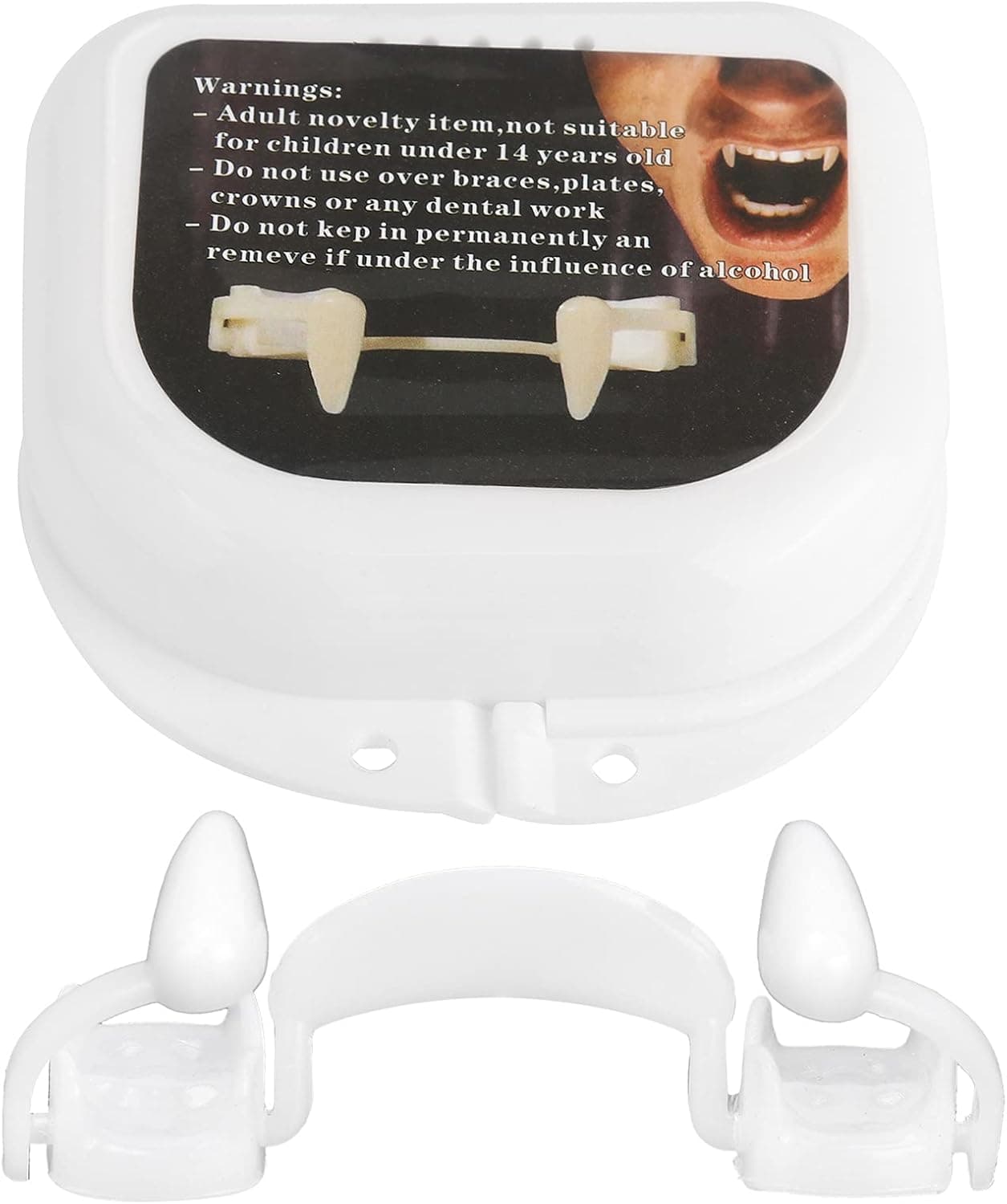 Vampire Teeth, Retractable Fangs White Sharp Werewolf Teeth Kids for Halloween Cosplay Costume Accessory Party Favors with Adhesive Props Horror False Masquerade Accessories Gift