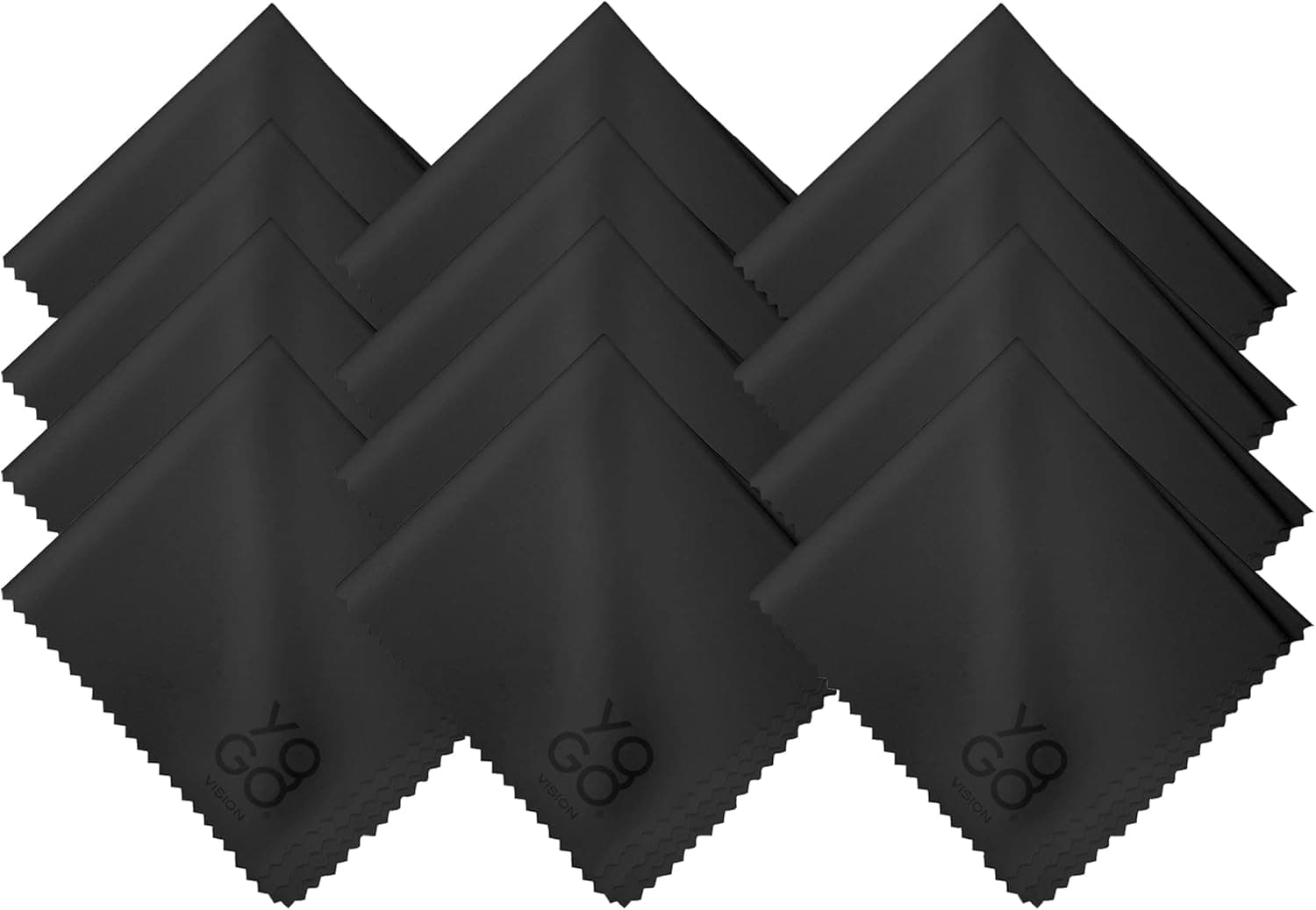 Microfiber Cleaning Cloth 12-Pack Individually Packed (6"x 7") Glasses Cleaning Cloths for Eyeglasses Phone Computer Screen Laptop Camera Lenses (12 Black)