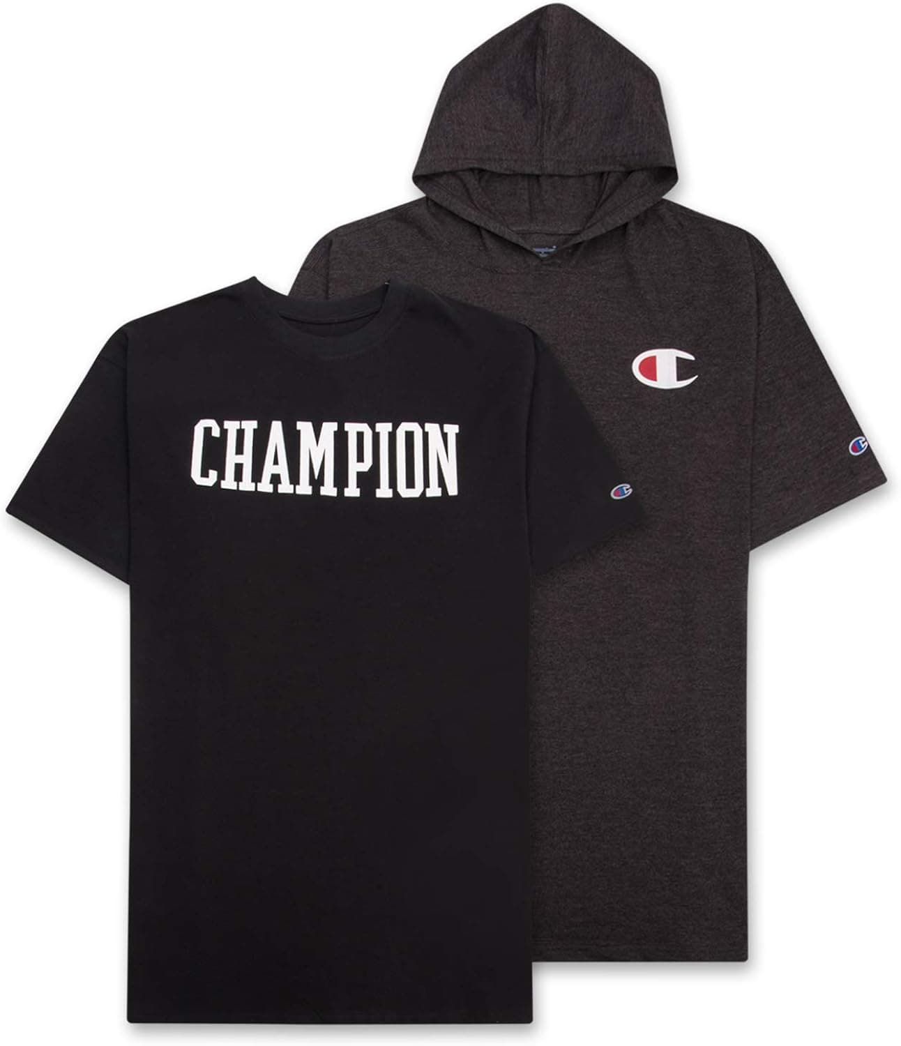 Mens Big and Tall Clothing - 2 Pack Crewneck Mens T-Shirt and Hoodie Shirt