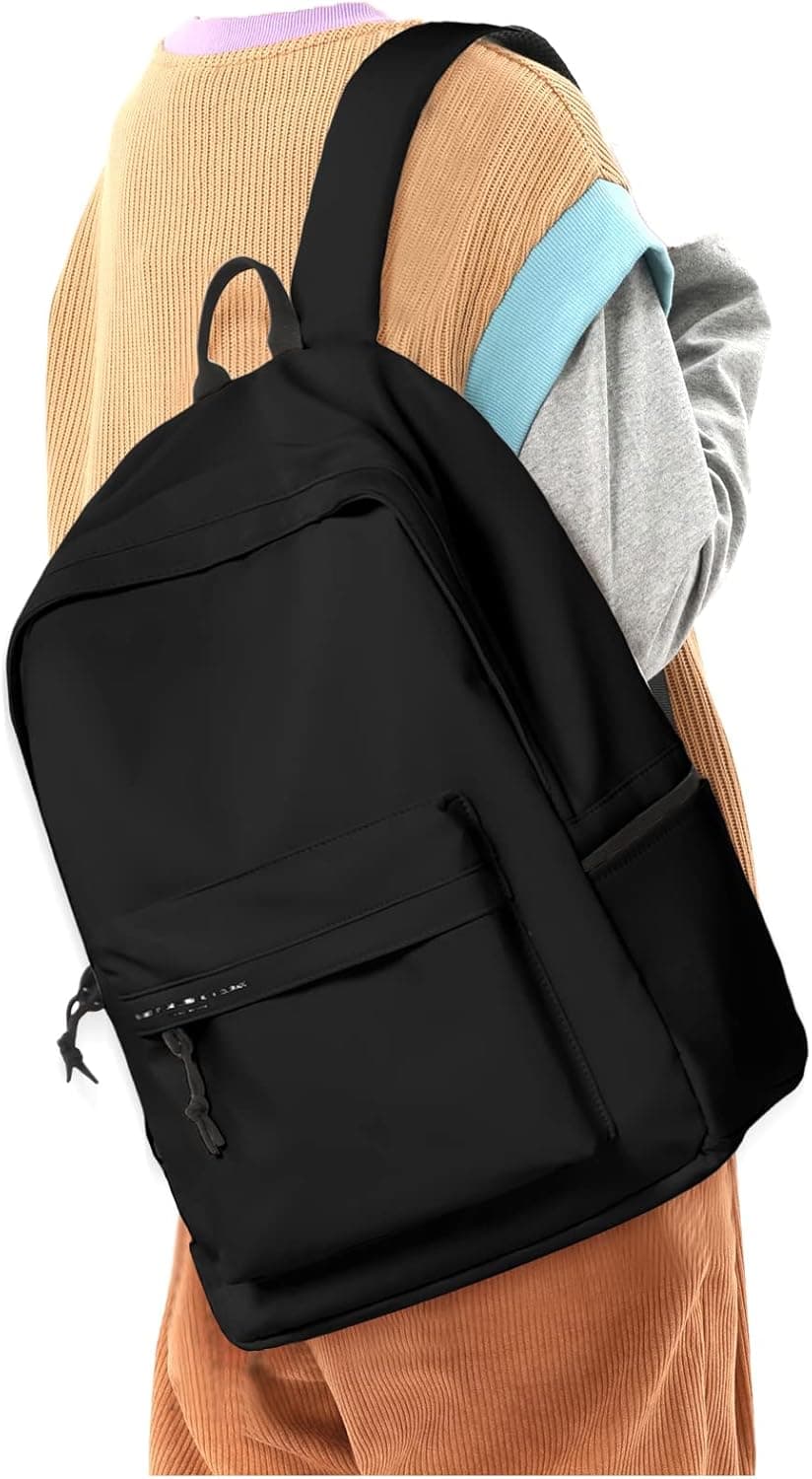Black Backpack for Girls Lightweight College High School Bookbag for Teens Durable Middle School Students Bags for Boys Travel Rucksack Casual Daypack For Men Women Fit 14 Inch Laptop Backpacks