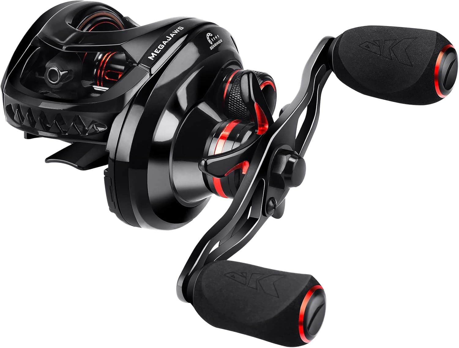 KastKing MegaJaws Baitcasting Fishing Reel, New AutoMag Dual Braking System Baitcaster Fishing Reel, Only 6.7oz, 17.64 LBs Carbon Fiber Drag, 11+1 Shielded BB, High Speed 5.4:1 to 9.1:1 Gear Ratios
