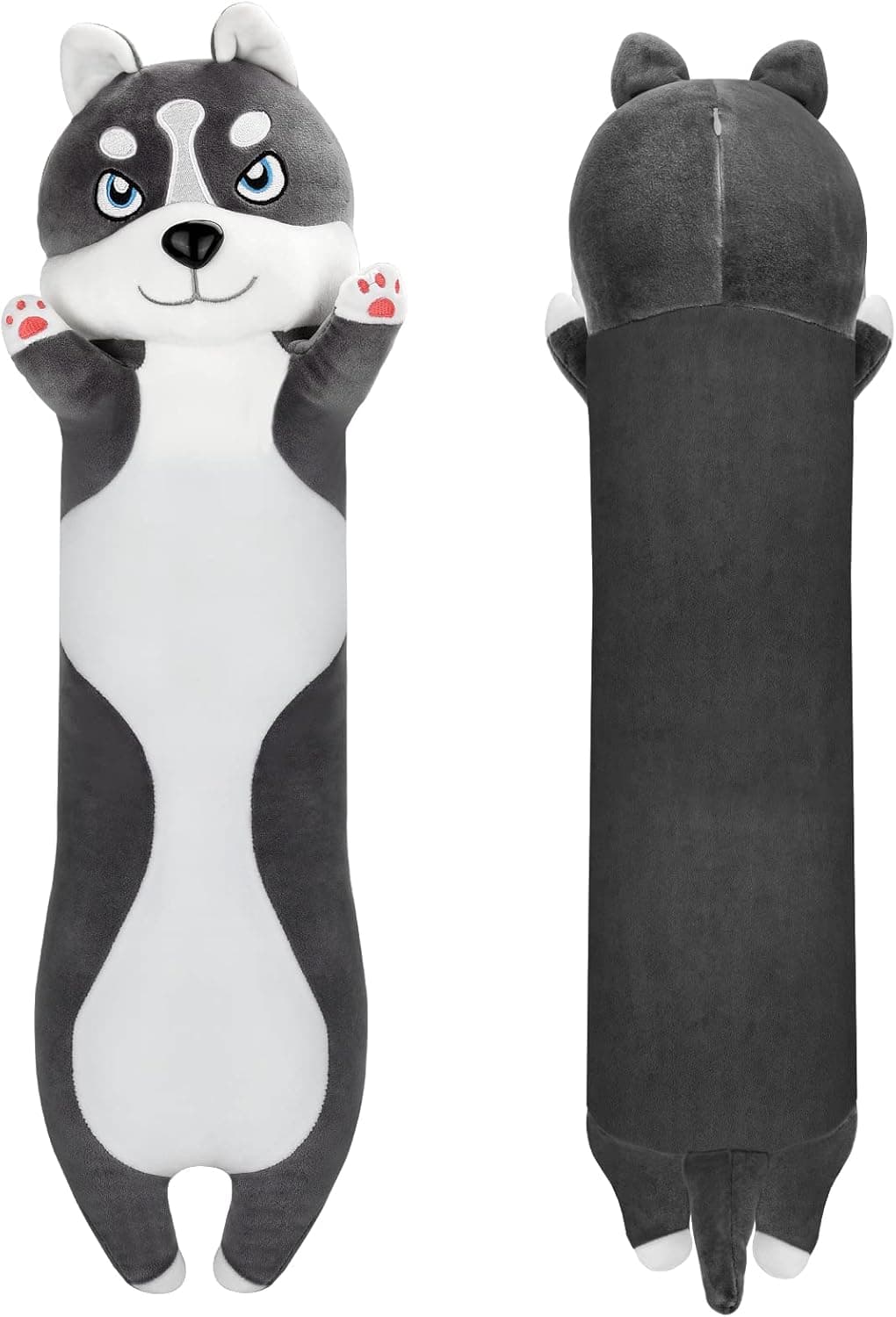 27.5 Inch 2Lb Husky Plush Pillow Cute Long Husky Body Pillow Soft Husky Stuffed Animals Plush Toy Puppy Plushies Cuddly Sleep Hugging Pillow Cushion Stuff Dolls Room Decorate Gift for Boys Girls