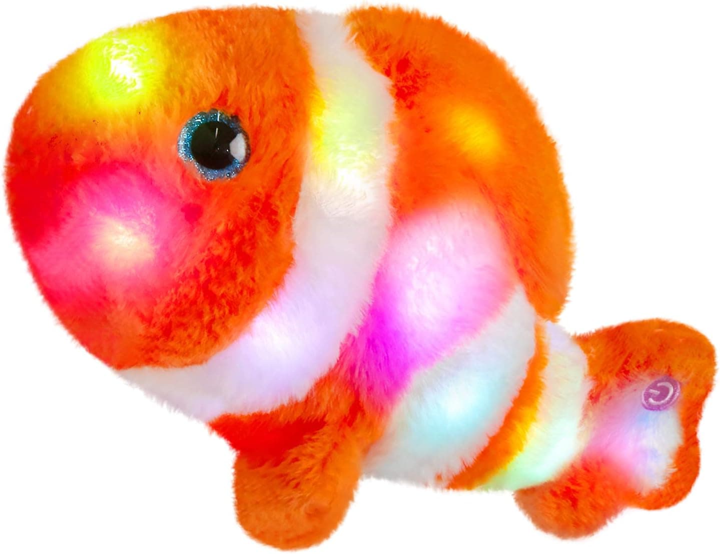 Glow Guards 12’’ LED Orange Fish Ocean Life Light up Stuffed Animals Soft Pillow Plush with Night Lights Birthday Gifts for Toddler Kids