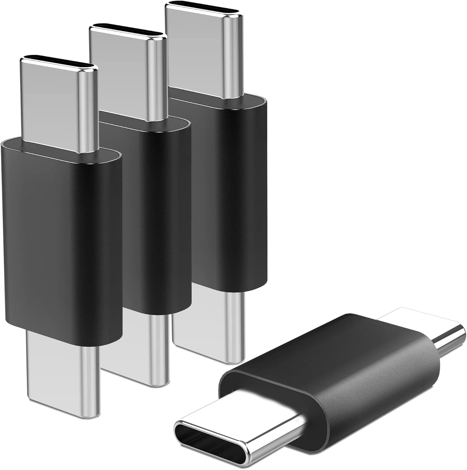 VAKS USB C Adapter(4 Pack),USB C Male to Male Adapter,Supports Fast Charging and Data Transfer Extension,Compatible with MacBook TB3 Port and More Type C Devices,Black