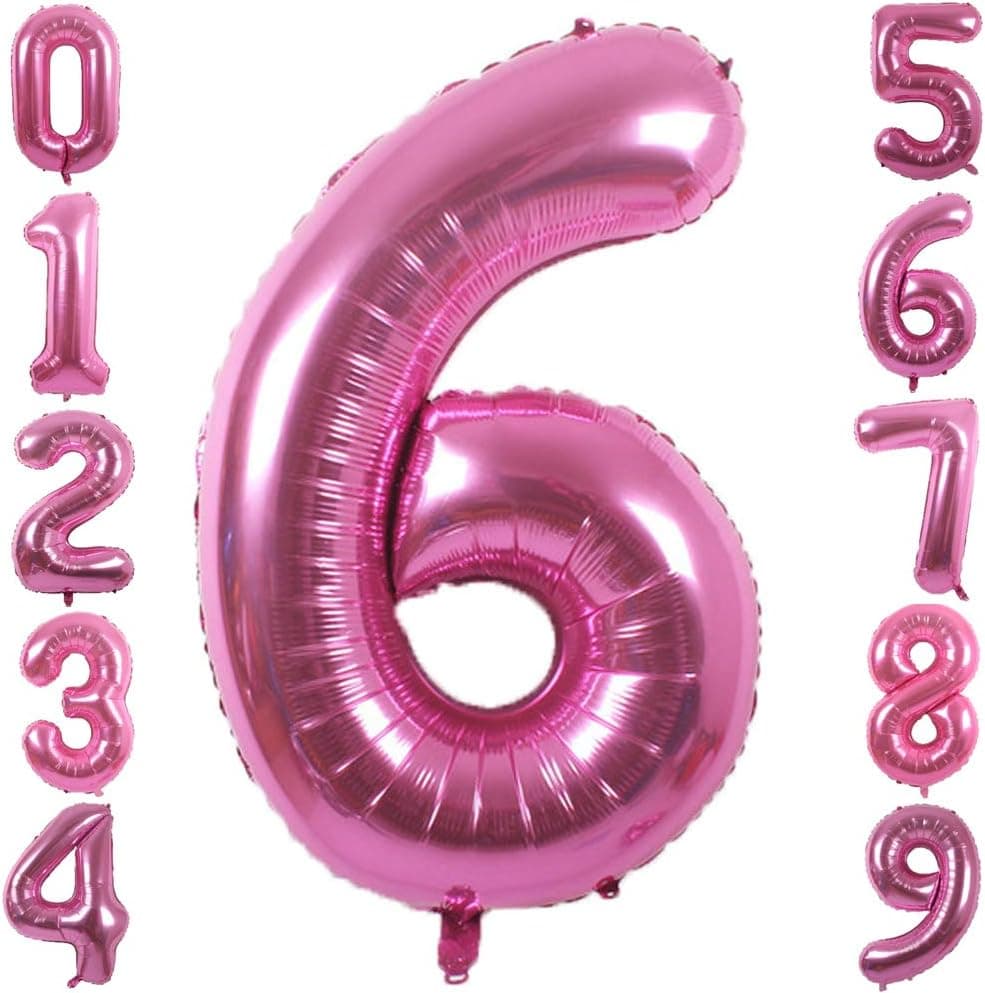 PartyMart Pink Foil Balloons Number 6, 40 inch
