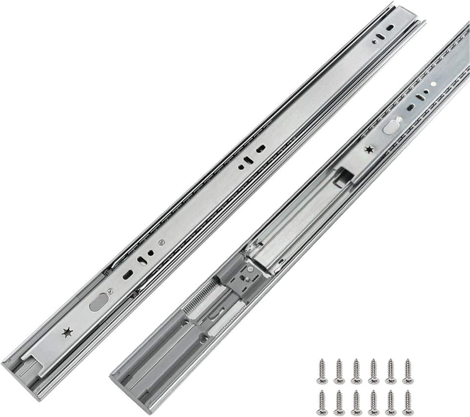 1 Pair Heavy Duty Drawer Slides 22 inch Soft Close Ball Bearing Drawer Slides - LONTAN 4502S3-22 Drawer Rails Heavy Duty 100 LB Capacity Full Extension Drawer Slides