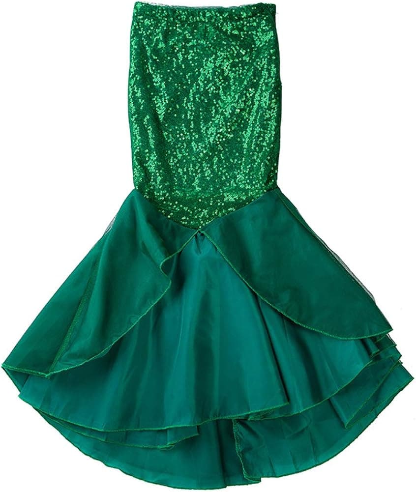 Toddler Girls Sequins Little Mermaid Tail Costume Fish Tail Halloween Outfits Girls Princess Clothes Halloween Green
