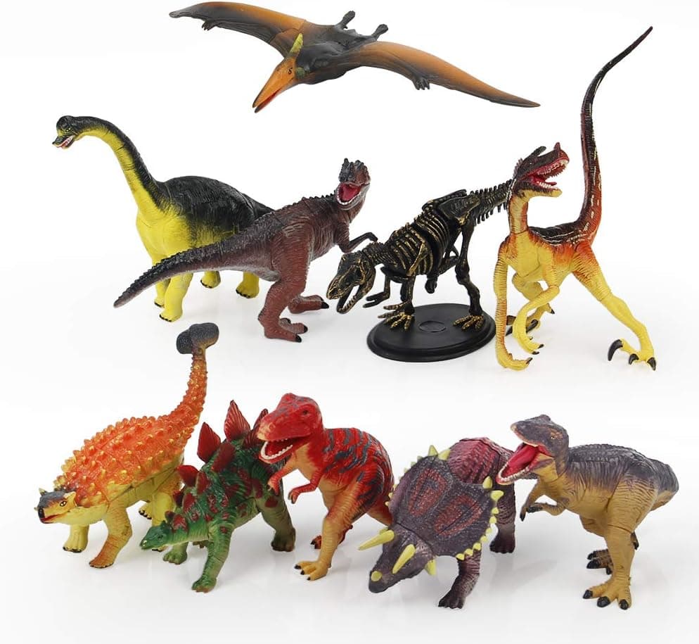 Mini Tudou 10 PCS Dinosaur Building Blocks, Realistic Dinosaur Toys Figurine to Create Dino World Including T Rex, Triceratops, Velociraptor, Educational DIY 3D Puzzle Model Toy Set for Kids & Adults