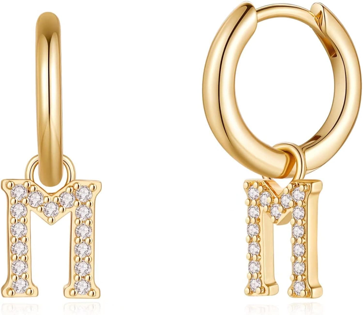 Initial Earrings for Girls Women, S925 Sterling Silver Post Dangle Small Letter Huggie Earrings Hypoallergenic Cubic Zirconia Initial Earrings Jewelry Gifts for Girls Kids