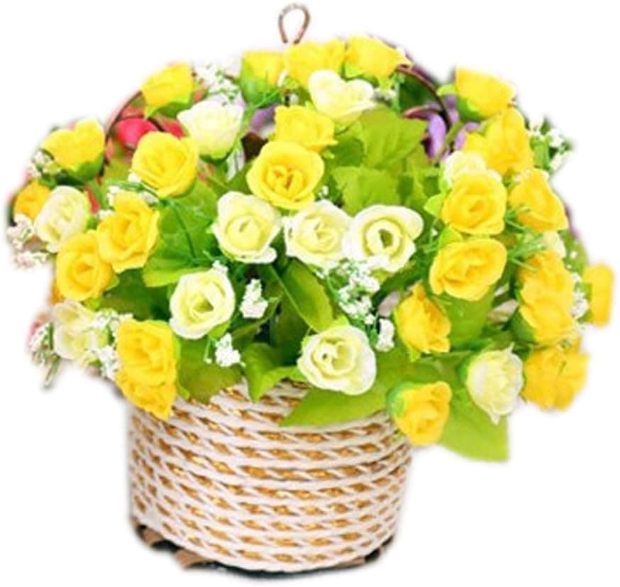 PANDA SUPERSTORE Hanging Basket Simulation Flowers Handmade Roses Artificial Flowers
