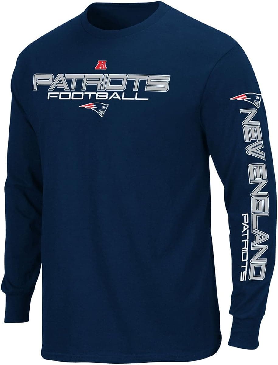 NFL New England Patriots Primary Receiver III Long Sleeve T-Shirt, Athletic Navy, Large