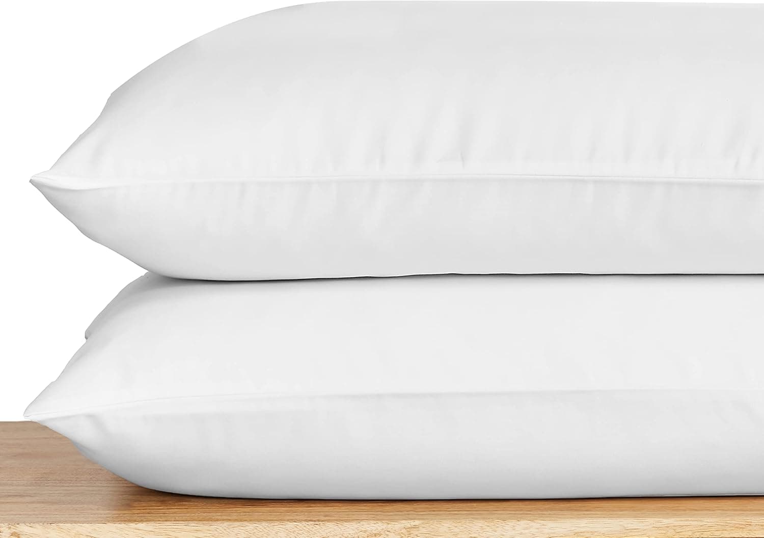 CALIFORNIA DESIGN DEN Luxuriously Soft Hotel Quality 600 Thread Count, 100% Cotton Set of 2 Cases, Crisp & Cool White Standard Pillow Cases Fits Standard & Queen Pillows (Bright White)