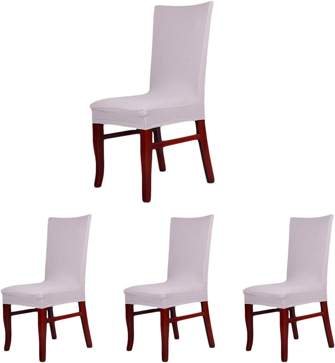 SoulFeel 4 x Soft Fit Twill Stretch Dining Room Chair Covers Protector, Banquet Chair Seat Slipcover for Hotel and Wedding Ceremony (Silvergray)