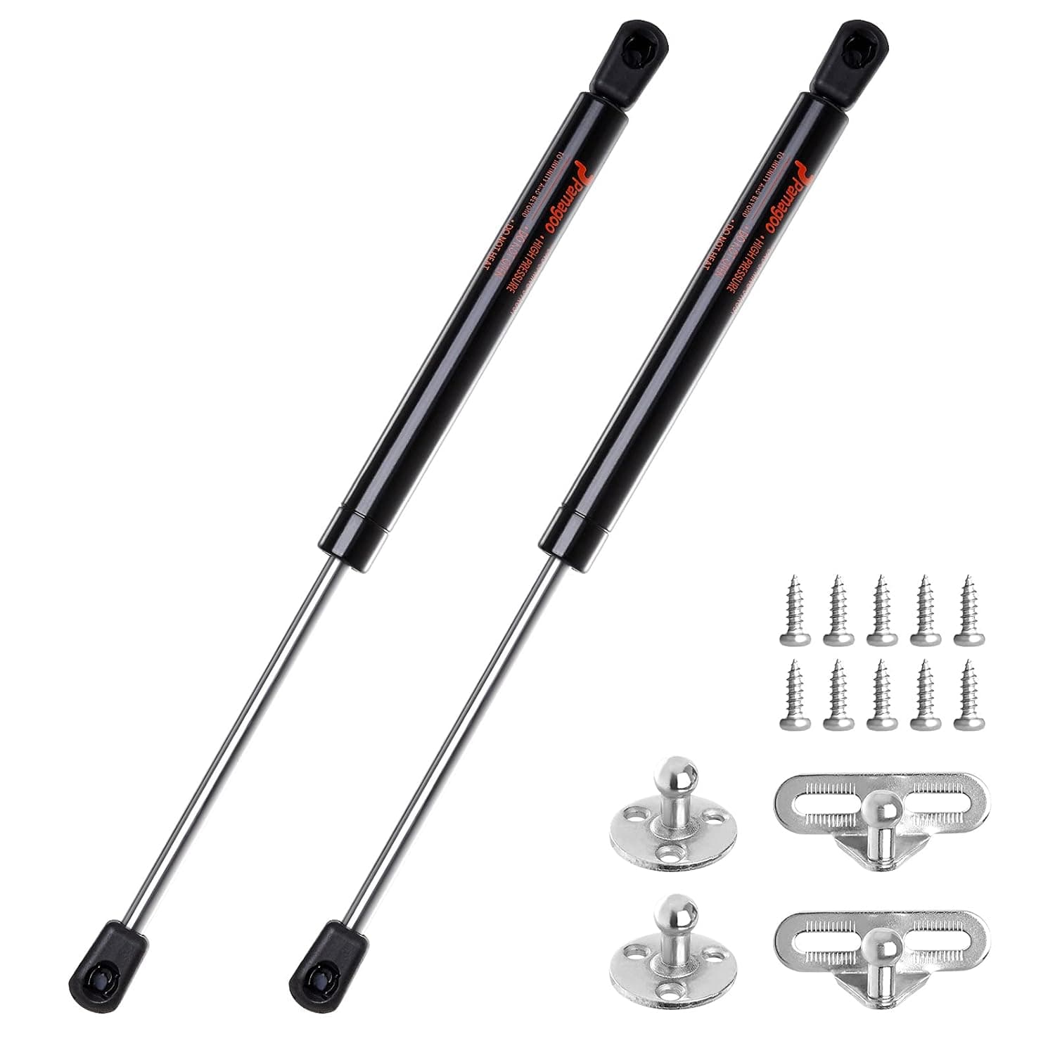 PAMAGOO 15 inch Gas Strut(QTY 2) 67 lbs 300 N Per Prop, Gas Spring Shock with Screws and Accessories for TV Cabinets Lid Stay, Toolbox Toy Box Cover Door, Medium Equipment(Fit 54-74 lbs weights)