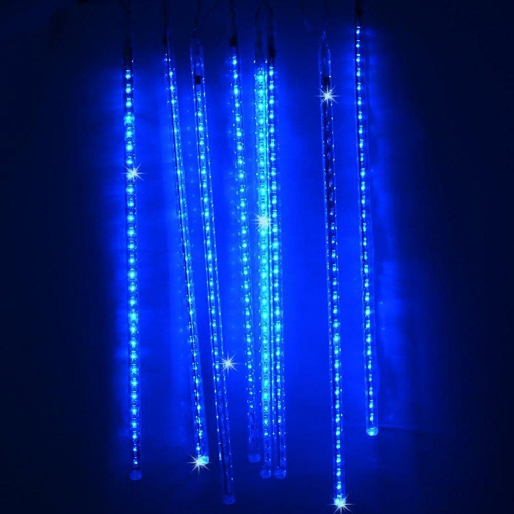 Loveboat Blue Rain Drop Lights, 8 Tubes 30cm 144 LEDs Meteor Shower Falling LED Tree Cascading String Lights for Outdoor Christmas Wedding Party Holiday Garden Christmas Decoration