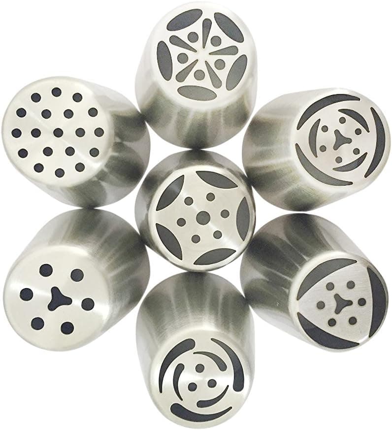 Professional 7-Piece Cake Decorating Tip Set By JamHoo - Stainless Steel Frosting Decorating Nozzle Piping Tips For Pastry & Icing Cup Cakes (7)