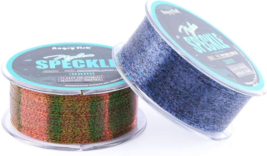 ANGRYFISH Speckle Monofilament Fishing Line - Strong and Abrasion Resistant - Shock Absorber - Invisible -Camouflage Nylon Line - 300M/328YD Mono Line 5-35LB