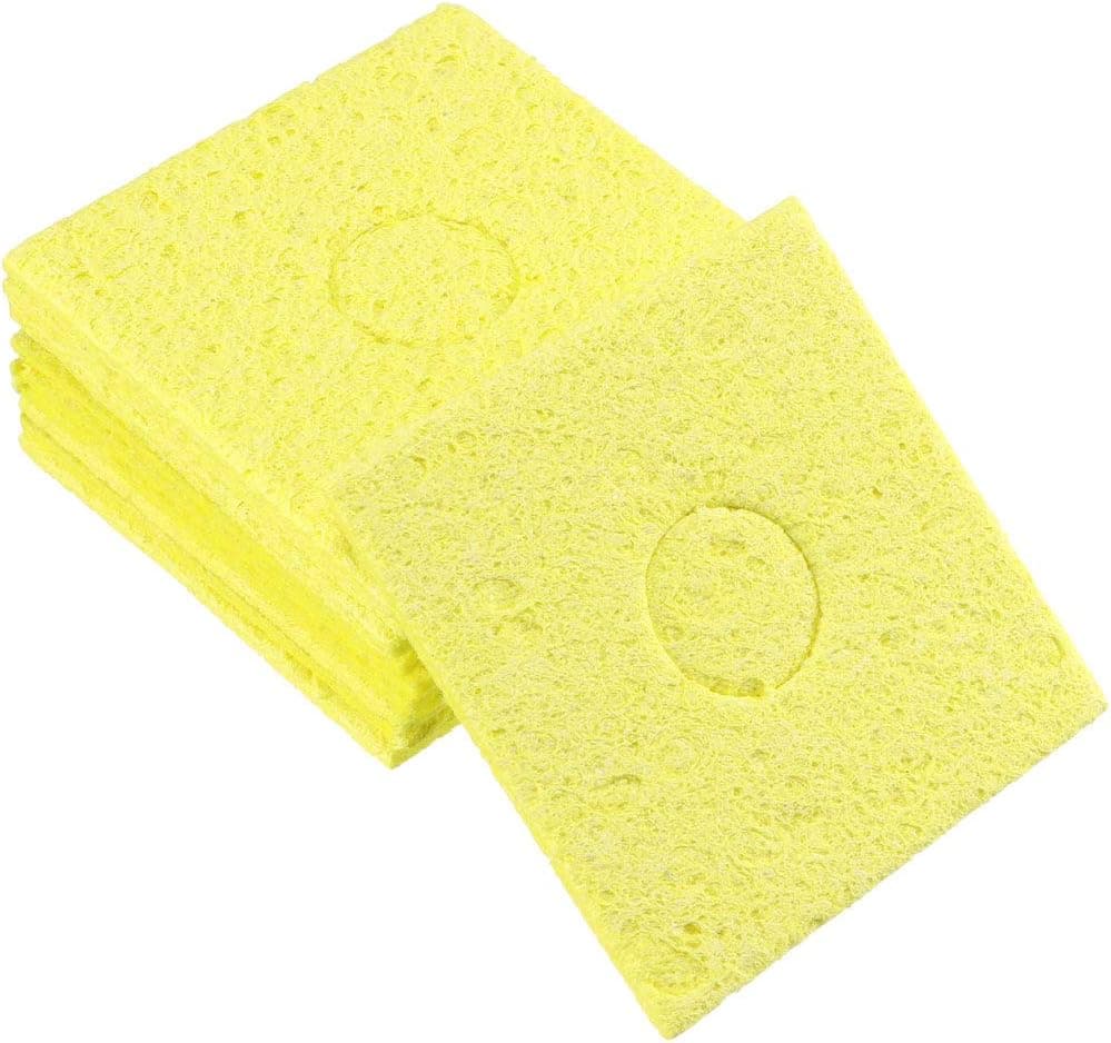 uxcell Soldering Sponge 55x55x2.5mm for Iron Tips Cleaner, Square Yellow 10pcs