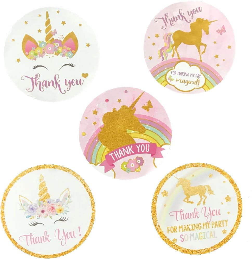 Birthday Round Circle Labels Stickers Thank You Party Favors Pink and Glitter Theme Party Decoration Suppliers