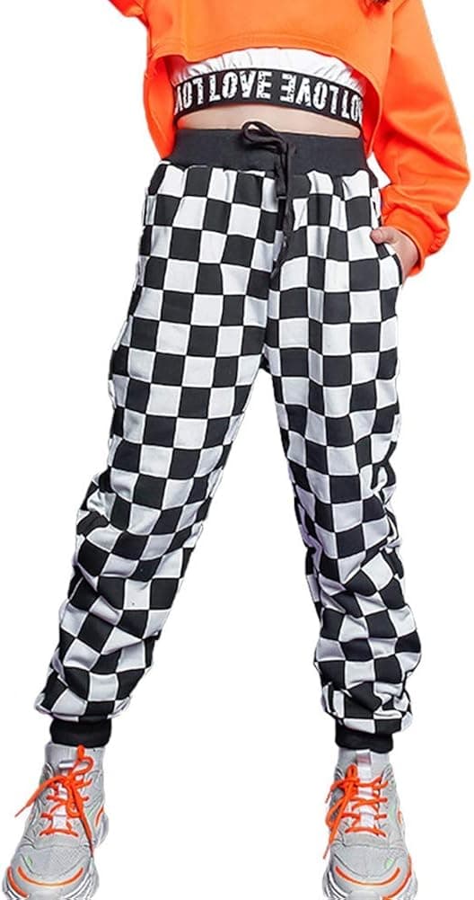 Rolanko Girls' Jogger Pants Active Kids Sweatpants with Pocket Hip Hop Streetwear Trousers 4-14 Years