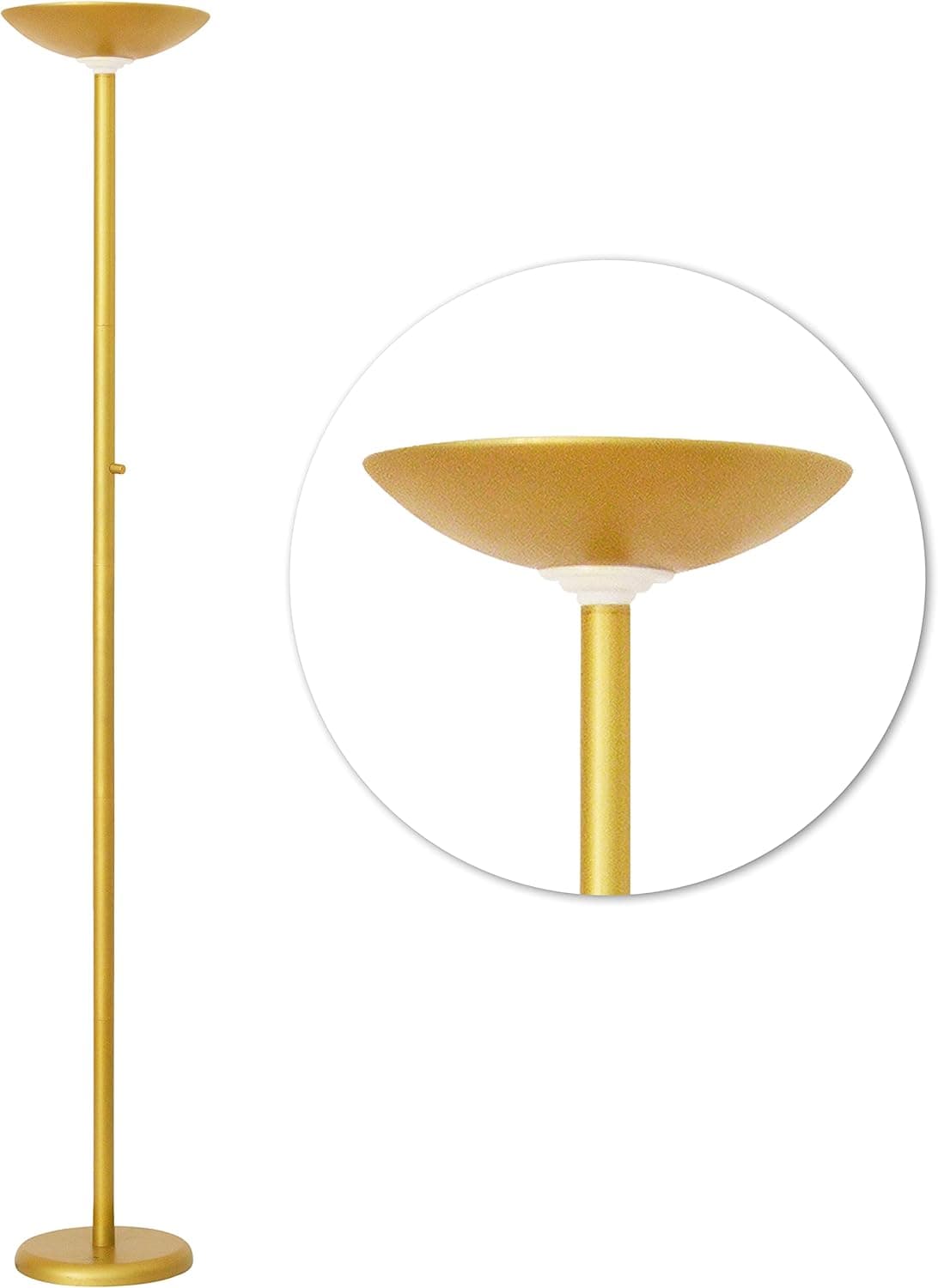 StyLamps LED Torchiere Floor Lamp with Stepless Dimmer Switch Indoor Use Dimmable 30W Warm White 3000K 2850 Lumens Floor Lamp Bedroom Living Room Private Office Reception Power-Saving - Gold