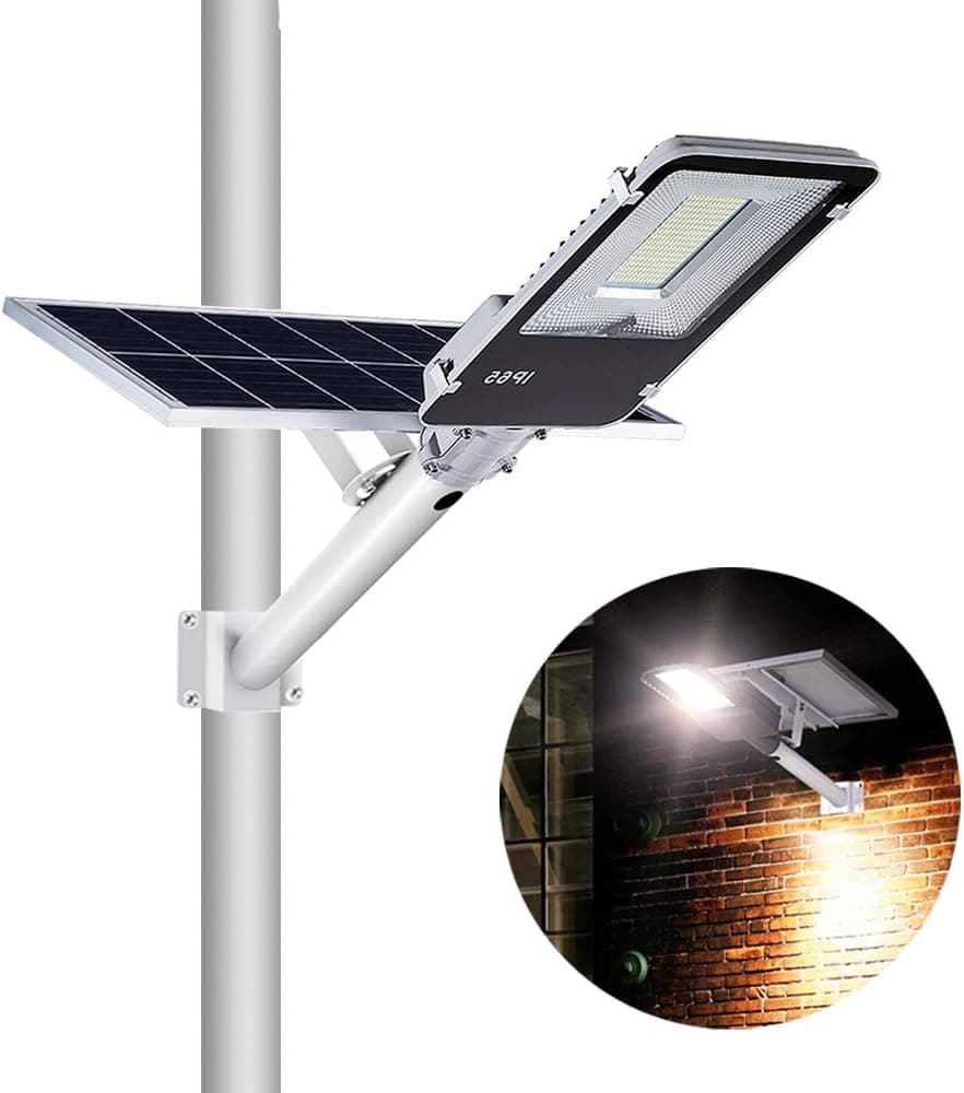 Solar Street Light 80W¡ê?Dusk to Dawn Solar Security Lamp 6500K IP65 Waterproof Solar Powered Flood Lights with Remote Control Security Area Night Lighting for Yard, Driveway, Village, Patio