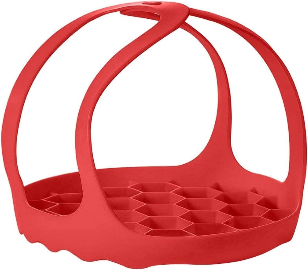 Silicone Pressure Cooker Sling 6 Qt / 8Qt, Multi-Function Cookers | Bakeware Pan Sling Lifter, Egg Rack, and Roasting Rack (Red)
