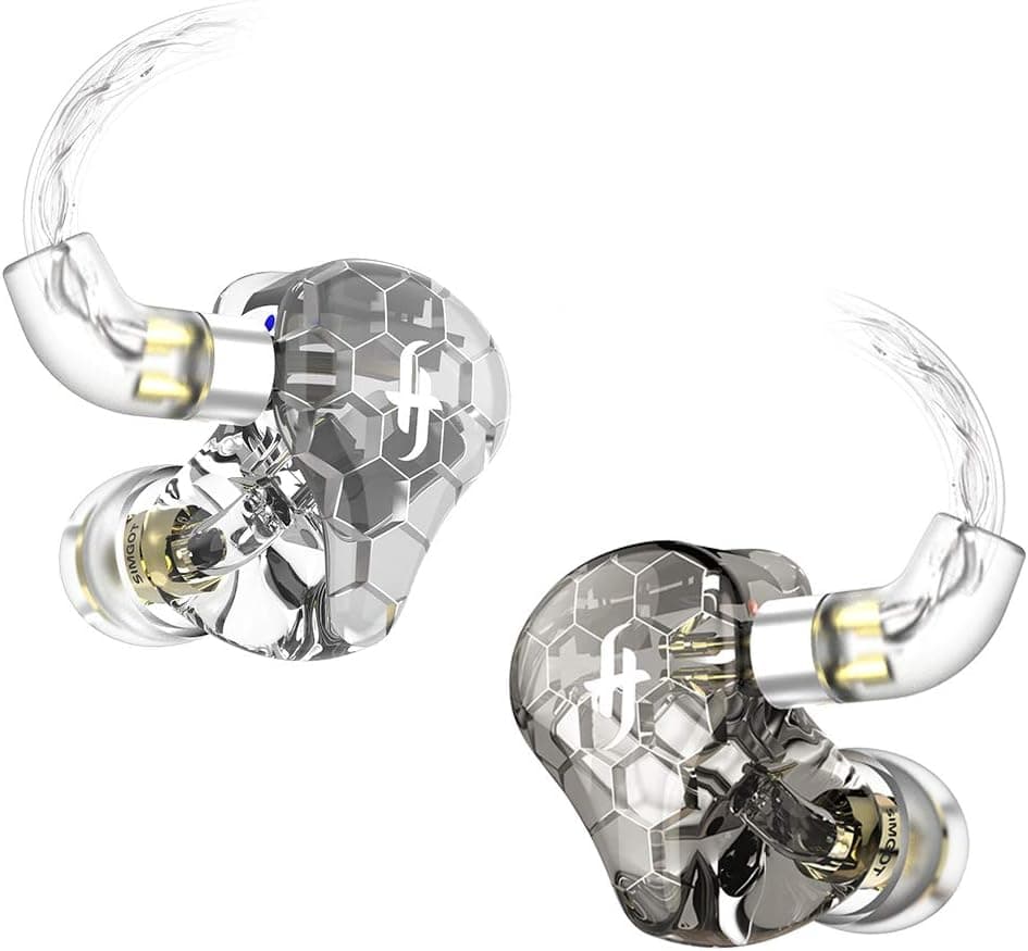SIMGOT EK3 3BA+1DD High-Res in-Ear Monitor Headphones with Four Tuning Models, Hybrid Triple Balanced Armature Driver(3 Knowles BA), 3D Printed Resin Cavity, IEM Earphones with Detachable Cable(Black)