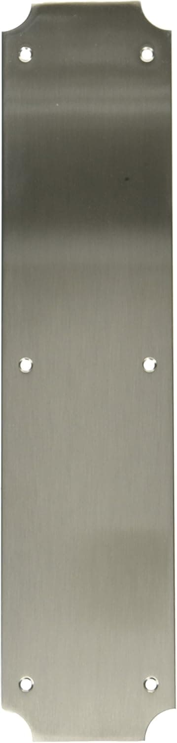 Baldwin 2275 3-1/2 Inch x 15 Inch Solid Brass Scalloped Push Plate, Satin Nickel