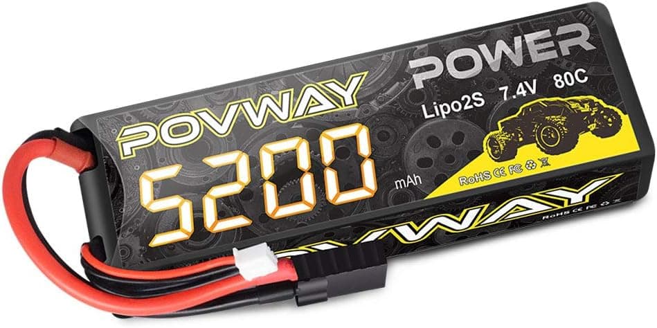 POVWAY 5200mAh 2S Lipo Battery 7.4V 80C RC lipo Battery Hard Case with Trxxxs Plug for RC Car RC Trucks RC Vehicles Boats Lorry Truggy Buggy
