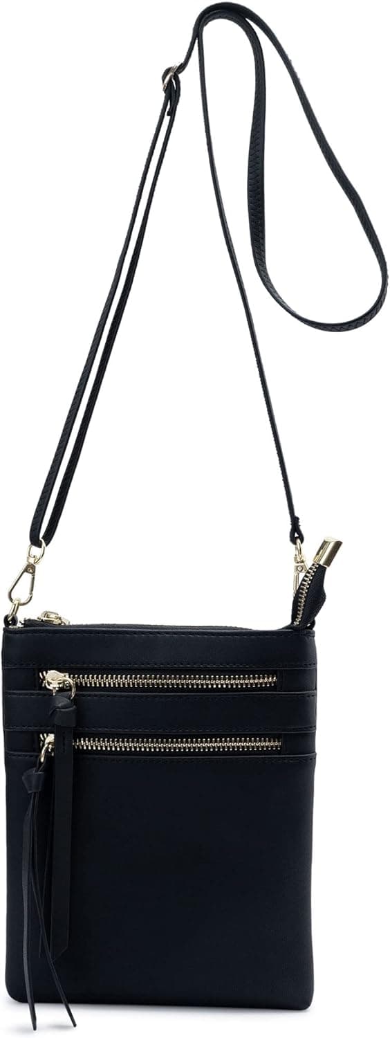 Bveyzi Women's Small Crossbody Purse Multi-Pocket Lightweight Crossover Travel Bag Over The Shoulder with Extra Long Strap