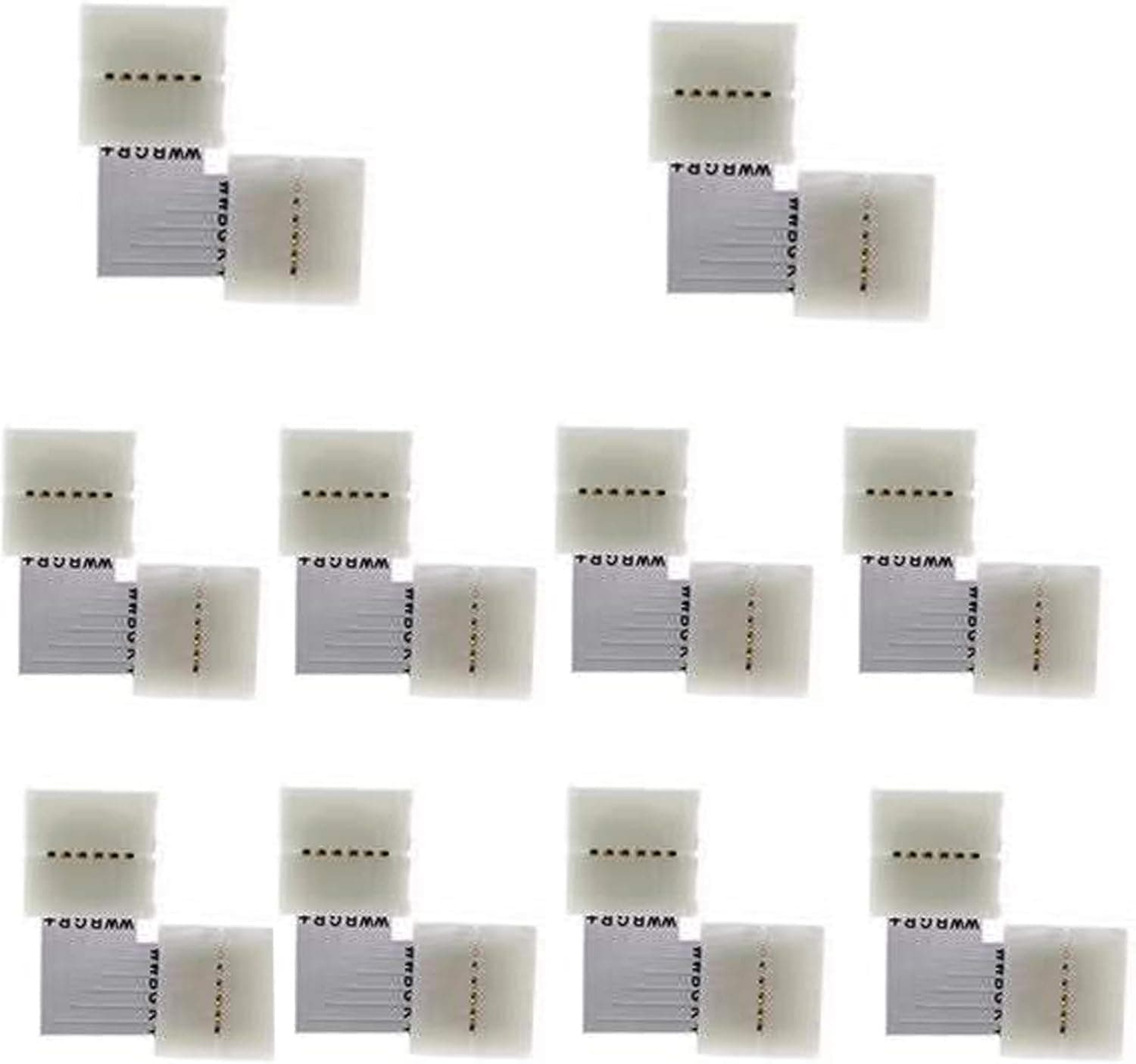 10PCS 6 Pins L Shape Solderless Connector LED Strip Light, RGBWW 12MM Right Angle Corner Solderless Connection for SMD 5050 RGBCCT LED Strip