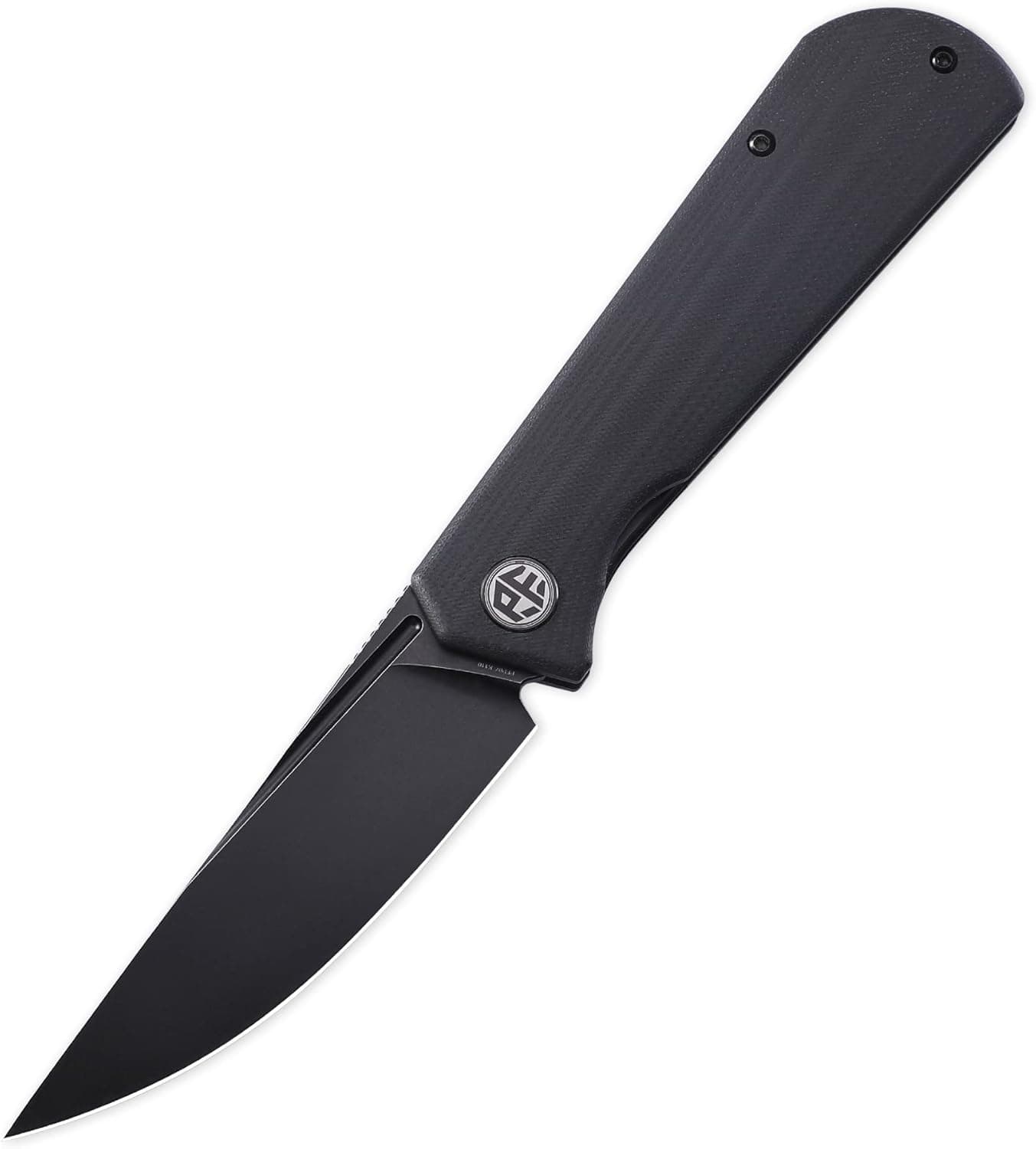 Petrified fish Pocket Knife PFP07 Viking, 3.62" K110 Black Stonewashed Blade, 4.23oz G10 Handle Front Flipper Liner lock Folding knife (Black G10 & Black Stonewashed)