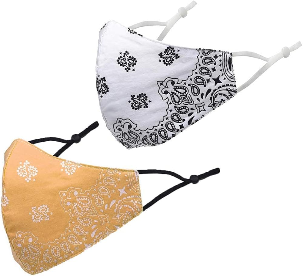 2PCS Men Women Face Cover Bandana, Cotton Fabric Mask Half Face Protective, Fashion Paisley Balaclava, Washable Reusable