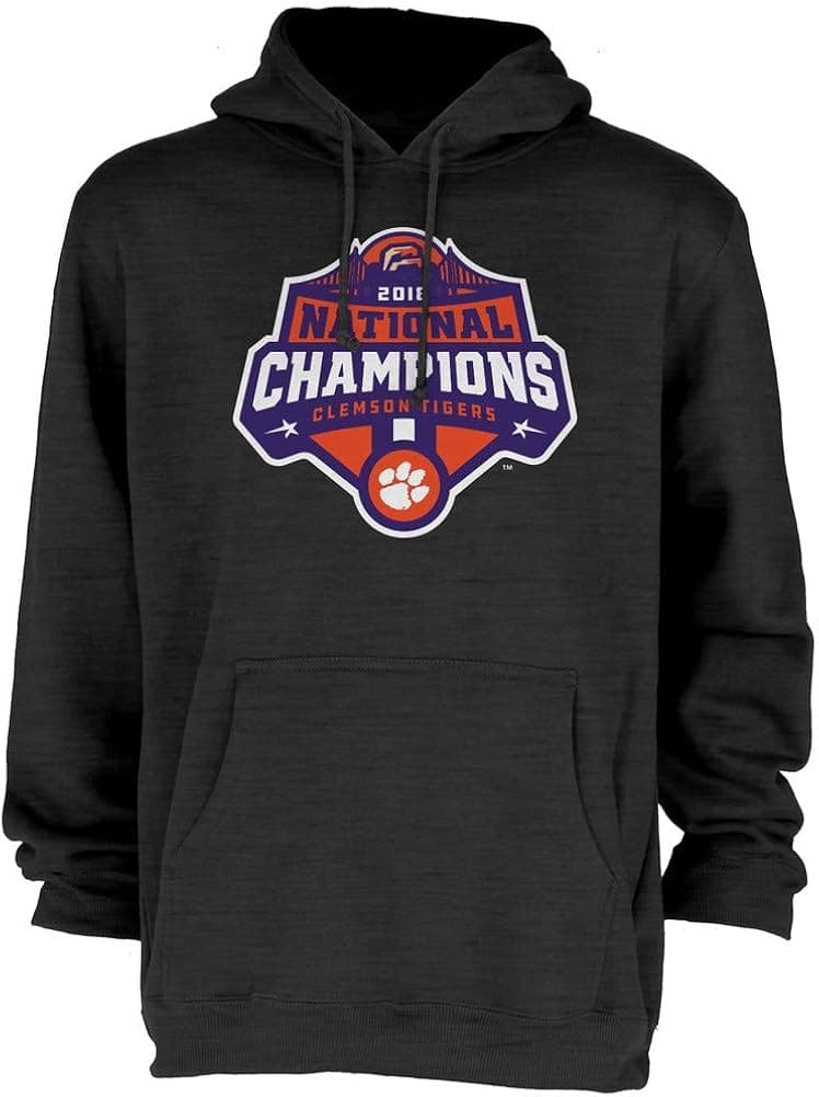 Elite Fan Shop Clemson Tigers National Champs Hooded Sweatshirt 2018-2019 Charcoal Icon