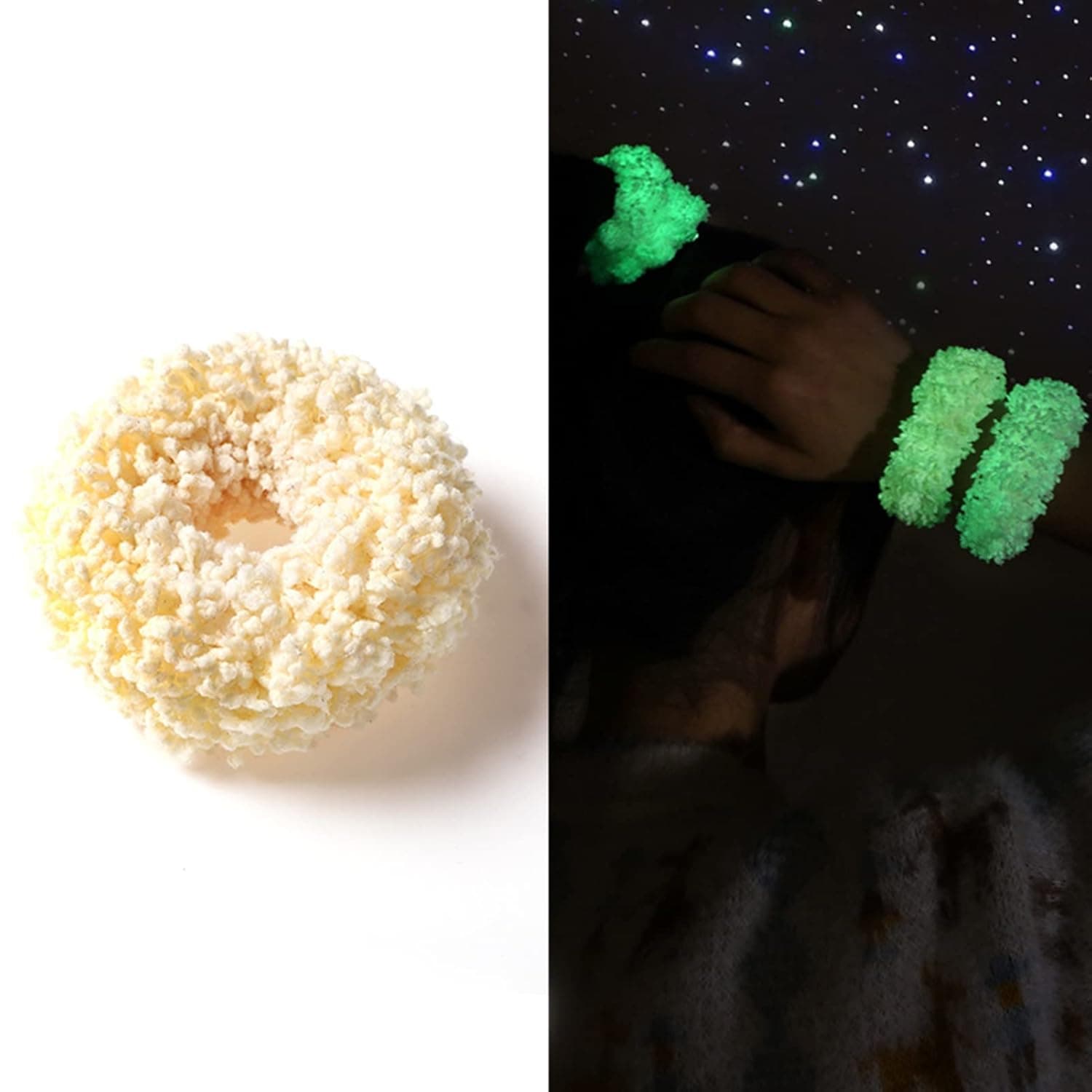 Smalibal Fluorescent Light Up Hair Scrunchies Satin Hair Band High Elasticity Thickened Soft Cozy Hair Accessories for Girls Halloween Christmas Glow in The Dark Party Supplies Ye