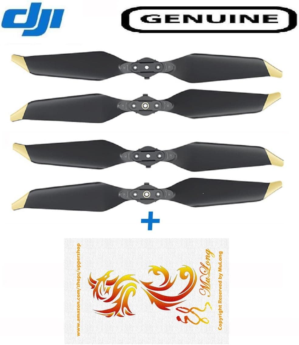 Mulong DJI Genuine Low-Noise Quick-Release Propellers for Mavic Pro or Mavic Pro Platinum, 2 Pairs DJI 8331 Gold Propellers and 1pcs Mulong Sticker